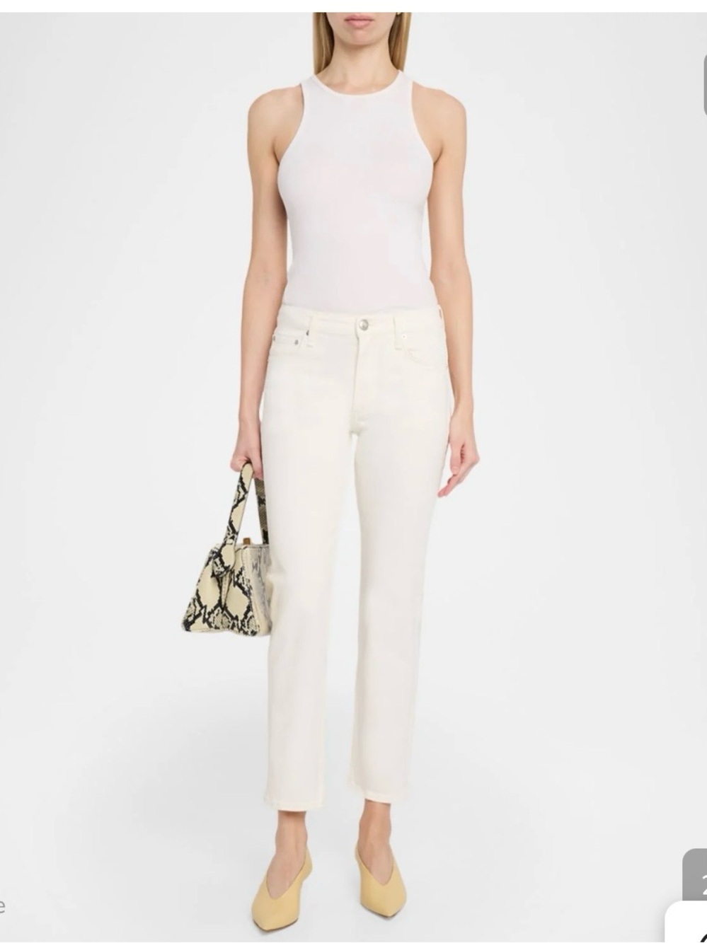 rag & bone 27 Harlow Mid-Rise Straight Leg Jeans in Optic White